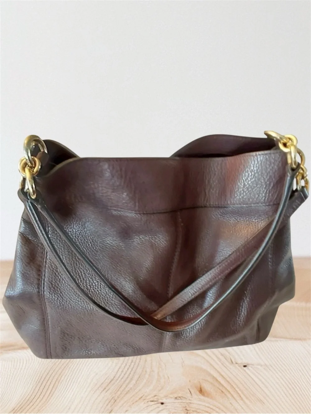 Coach Brown Pebbled Leather Hobo Shoulder Bag with Gold Hardware - Picture 2 of 11